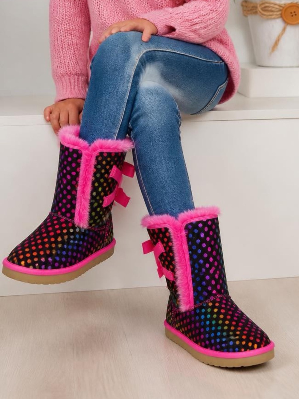 Zodiac American Original Girls Polka Dot Rainbow Color Winter Casual Boots sz 3